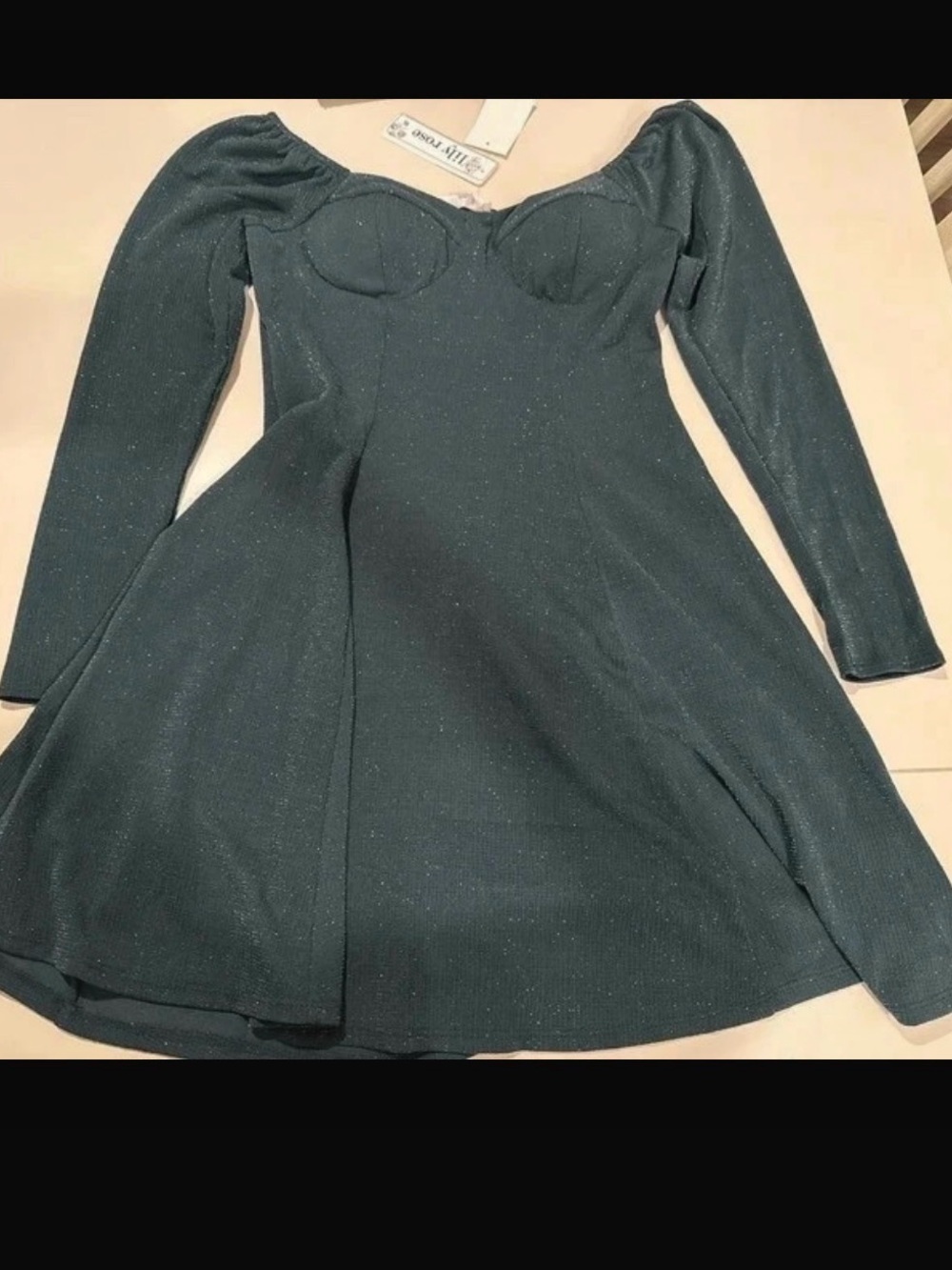 Kohl's Teal Off-Shoulder Long Sleeve A-Line Dress